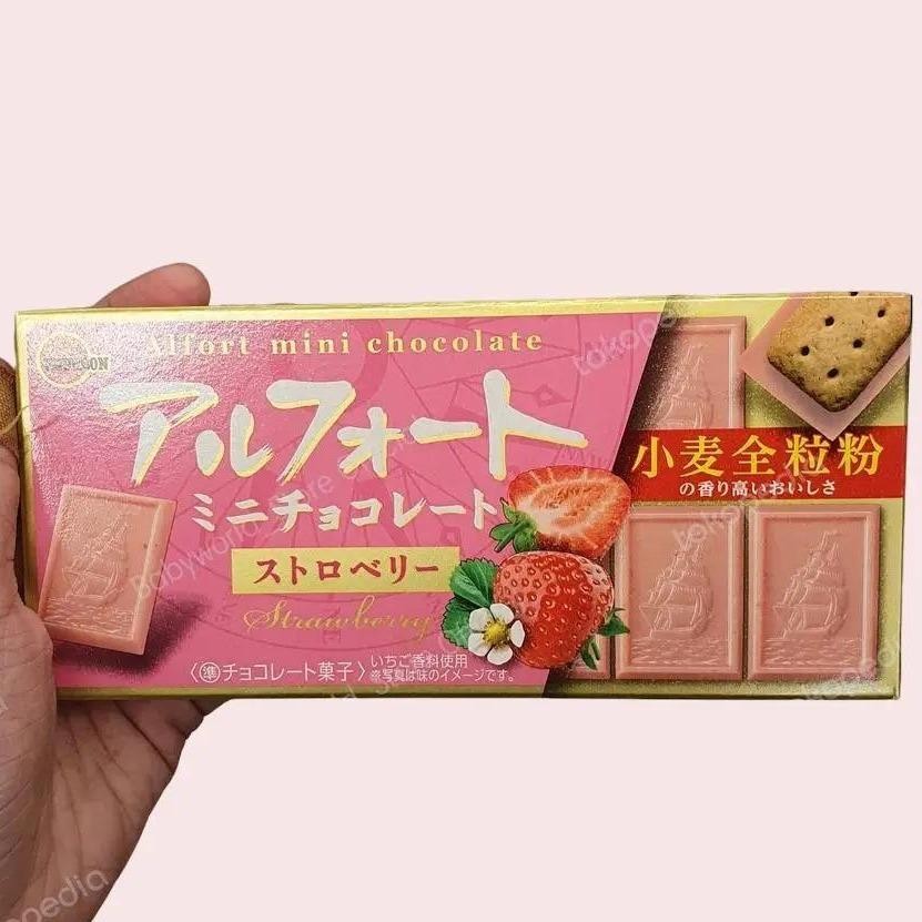 

Bourbon Alfort Mini Chocolate Strawberry Biscuit Import Jepang 61gr