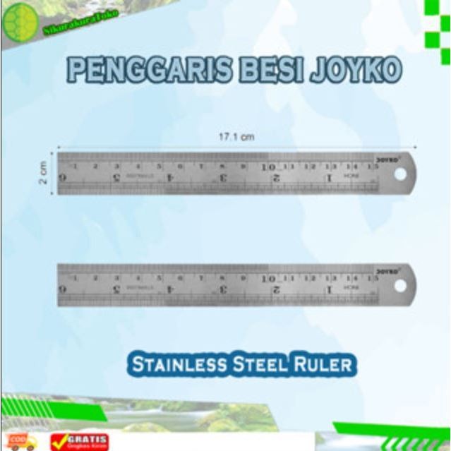 

(skr) Penggaris Joyko Besi 15 cm Stainless Steel ruler original alat ukuruan cm mm inch