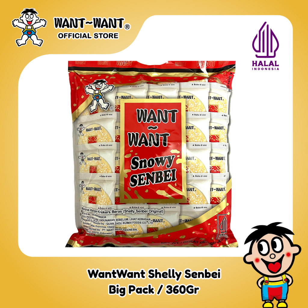 

WANT WANT Shelly Snowy Senbei Sweet Rice Cracker Cemilan Rice Cracker 360gr / Snowy Senbei