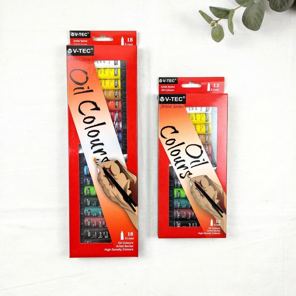 

V-TEC Oil Colours Artist Series Set Tube 12x12ml 18x12ml / Cat Lukis Minyak 12 & 18 Warna / Vtec Paint