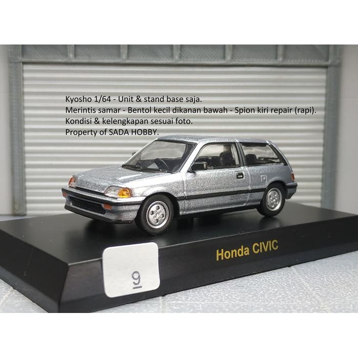 AD99 Diecast Kyosho 1/64 Honda Civic Wonder Silver Unit & Standbase Only Minus