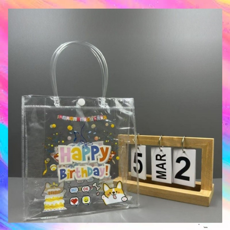 

Tas Mika PVC Polos Goodie Bag Hampers Gift Bag Kantong Souvenir Ulang Tahun Transparan - GF0663