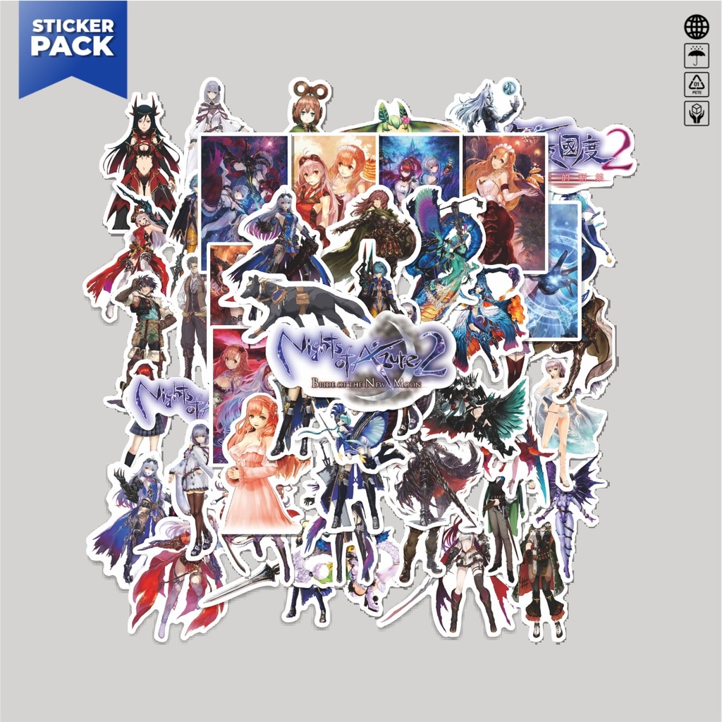 

[100PCS]Stiker Pack Stiker Game Nights of Azure Char Mix 1 Aesthetic Vinyl Anti Air Dekorasi Sticker Laptop Buku Journal Koper Helm Casing HP Gitar Helm Skateboard
