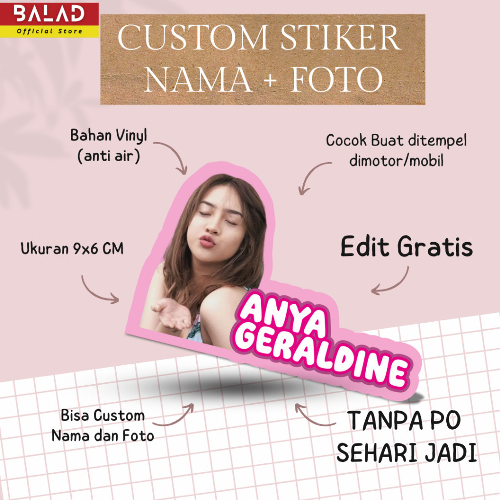 

STIKER CUSTOM NAMA DAN FOTO BISA WAJAH SENDIRI / ARTIS WATERPROOF