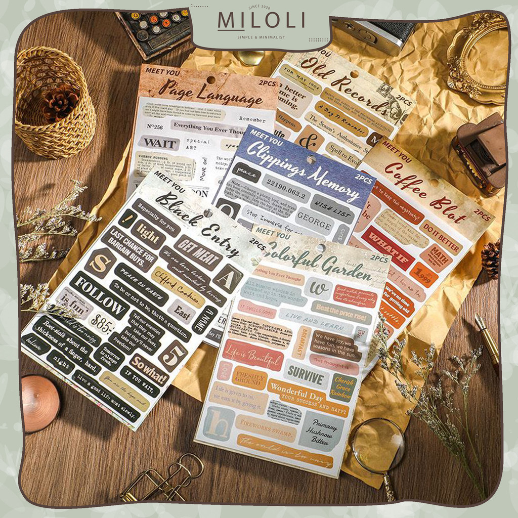 

[MILOLI] 2Pcs Sticker VINTAGE ENGLISH LETTER TITLE Series Deco BUJO Planner Scrapbook DIY Stiker Hias - B0467