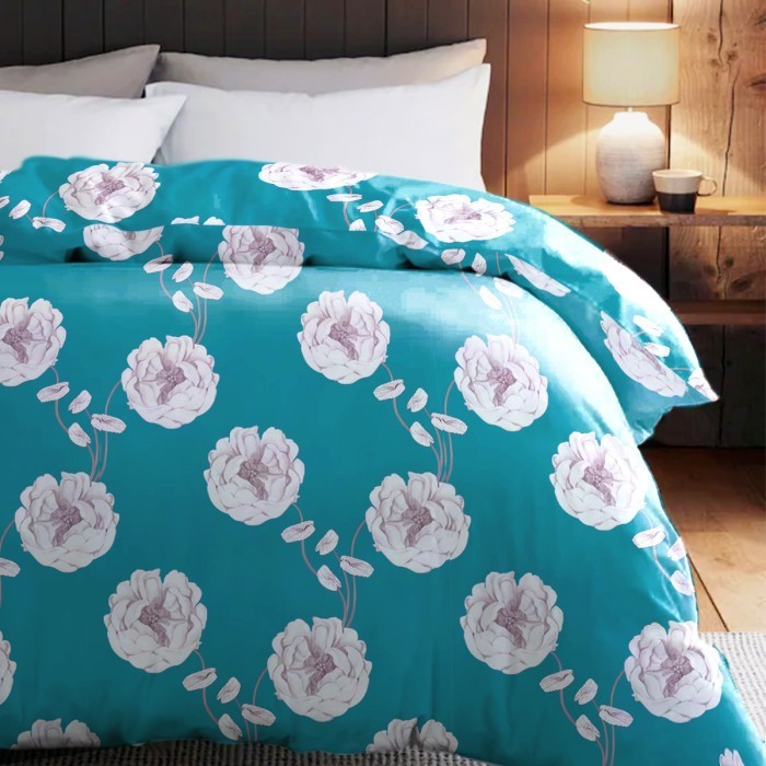 TRUU Essence Bed Cover & Sprei Set Eksklusif Teal Blue Winter Microfiber 120/160/180/200cm Tinggi 20