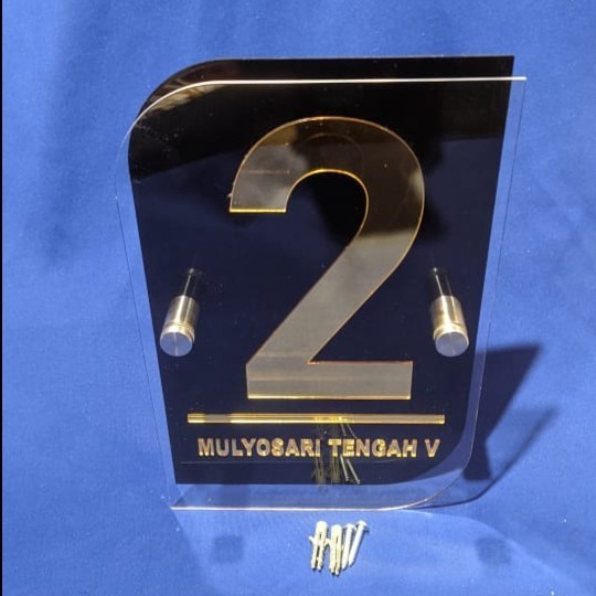 NOMOR RUMAH AKRILIK 3 Layer Gold