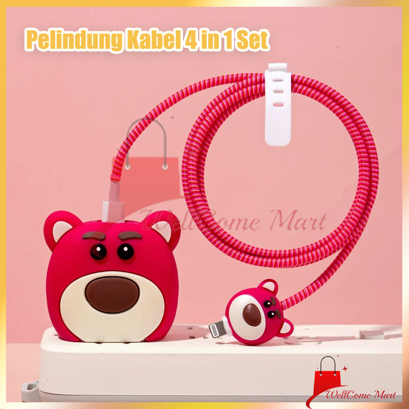 1 Set Case Cover Pelindung Kepala Charger / Set Pelindung Kabel 4 in 1 Set / Set Pelindung Kabel Cha
