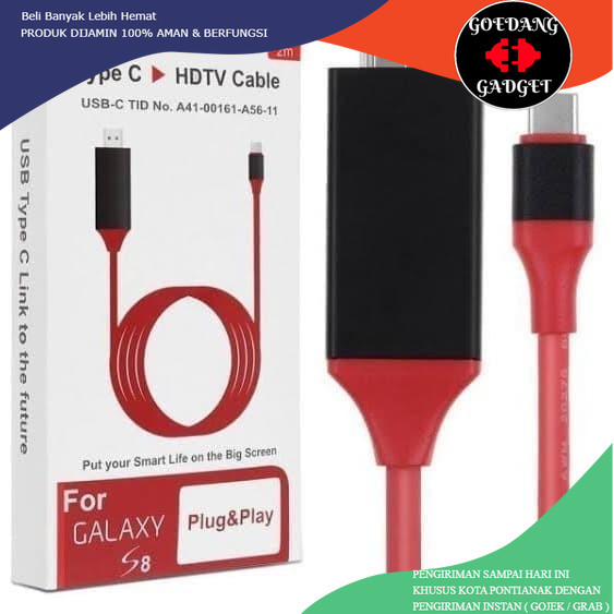 

KABEL MHL TYPE C HDTV USB TYPE-C TO HDMI CABLE FOR GALAXY S8 S9 MATE 10 Macbook 2017 2M