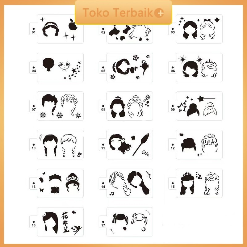 

17 pcs Putri Elsa Template Gambar Face Painting Templat Art Supplies