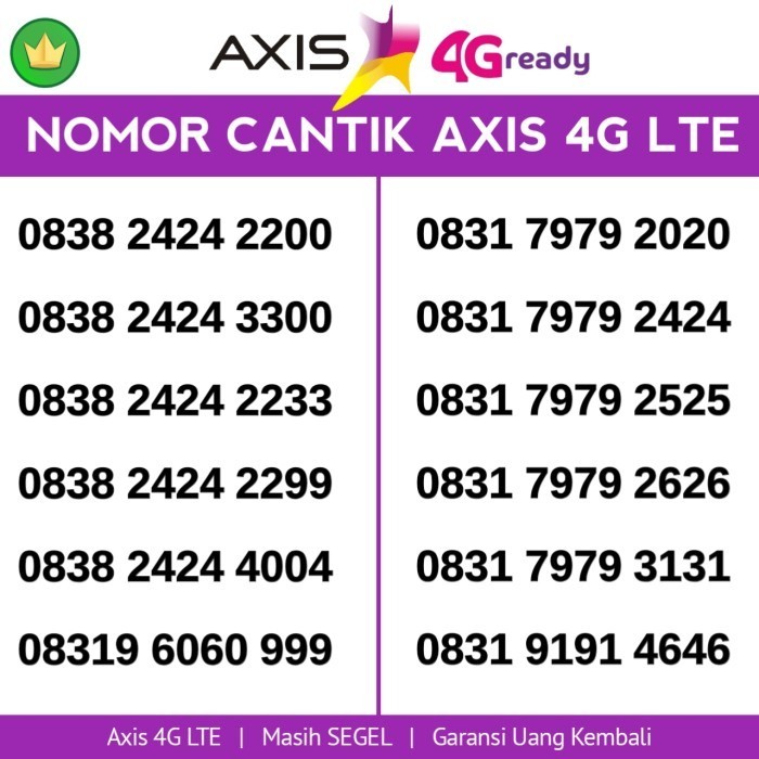 Perdana Axis Nomor Cantik Axis 4G Couple Triple 666 888 ABAB