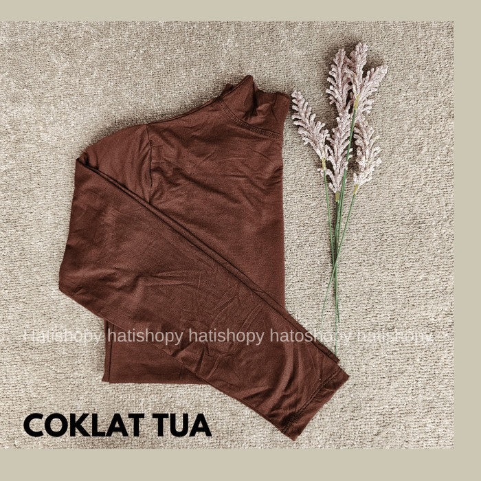 TOKOSANIA JUMBO XXL Manset Baju Lengan Panjang Wanita Kaos Rayon Daleman Adem - Coklat tua
