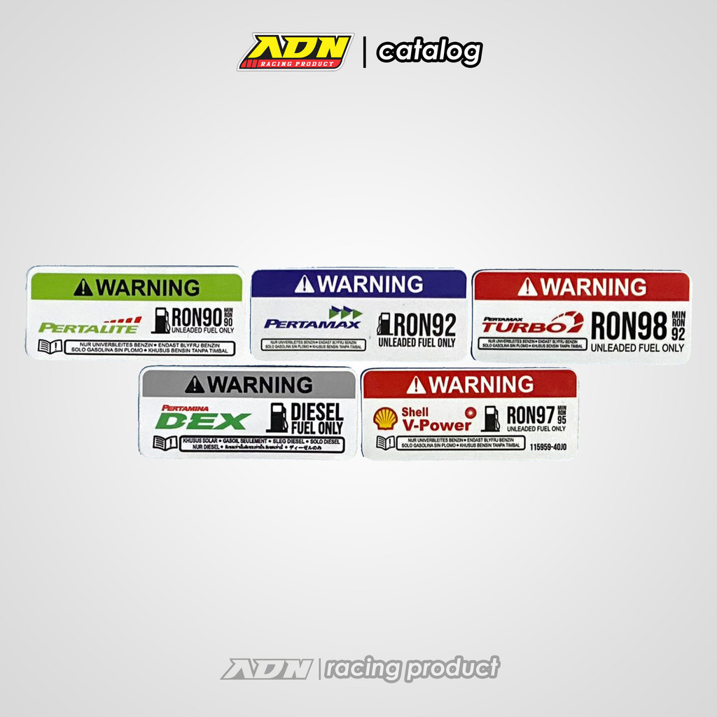 Stiker Warning Ron 92 98 Pertalite Pertamax Turbo Dexlite Shell V Power Unleaded Fuel