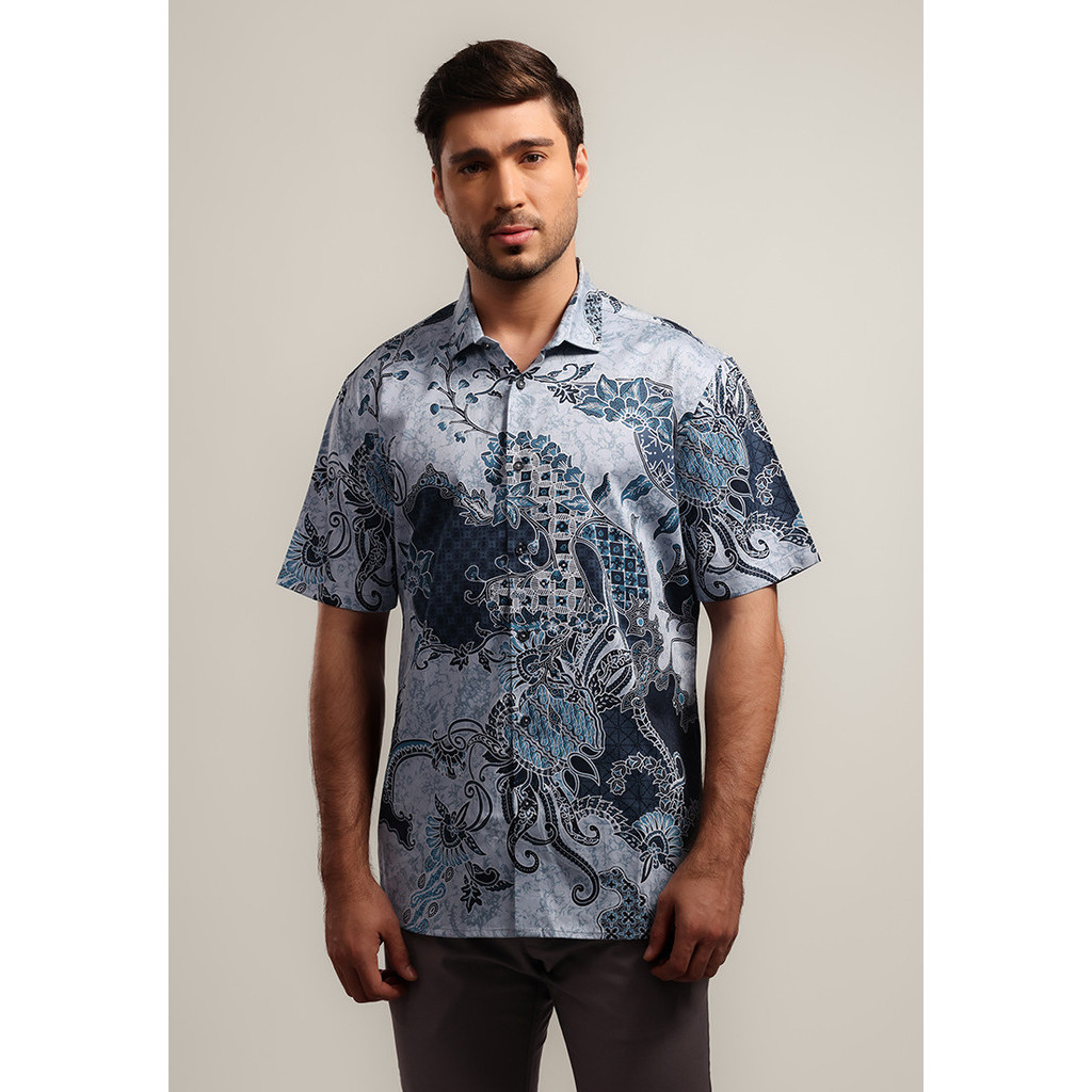 MOC - Kemeja Batik Pria Lengan Pendek Sumara - Grey