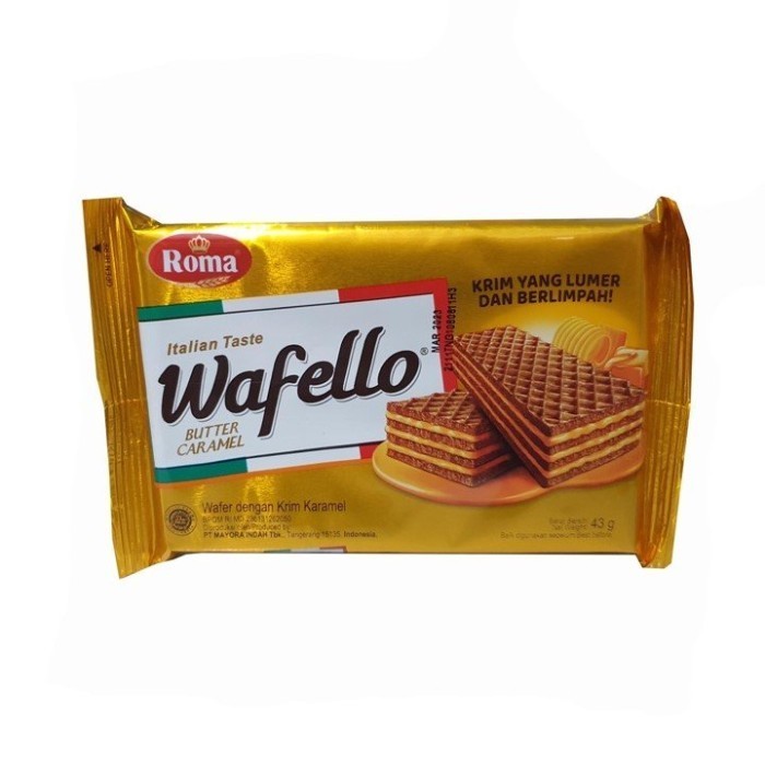 

Wafello Wafer Butter Caramel 43g Isi 5pcs Cemilan Murah dan Enak