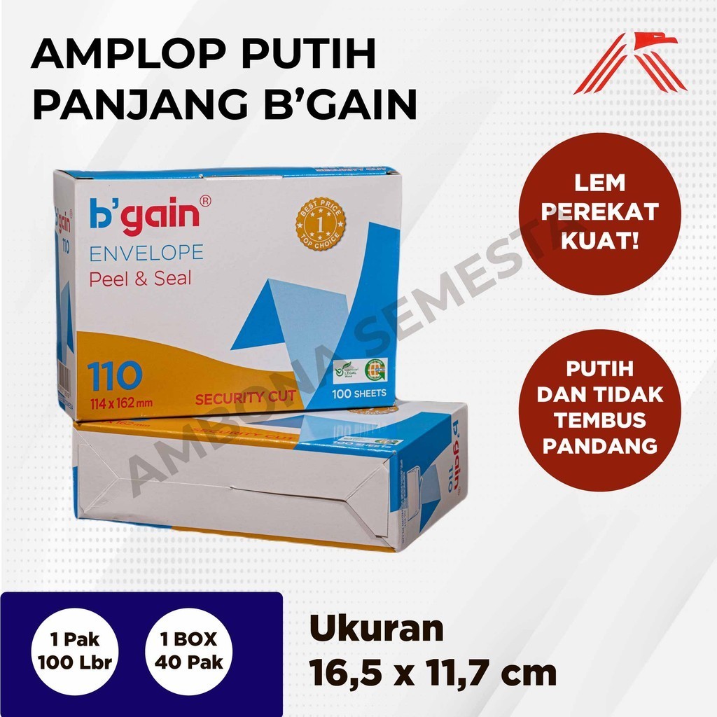 

Amplop B'Gain 110 PPS ( Pendek Polos)