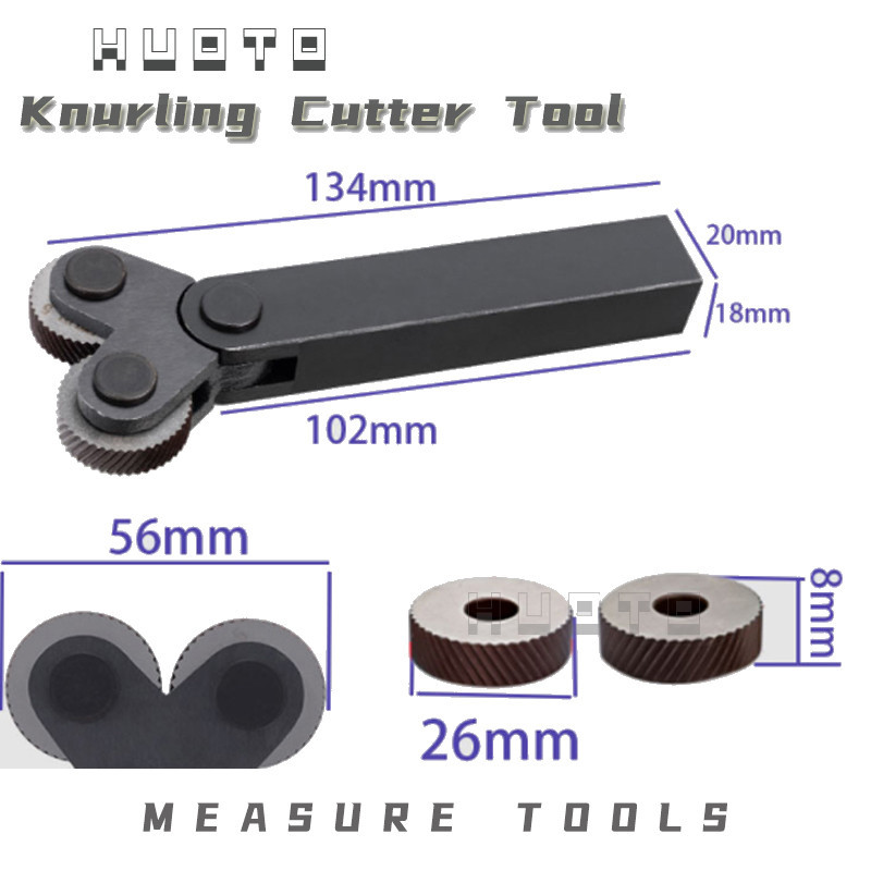 Knurling Set Dual Wheel Knurling Straight Knurling Cutter Tool 0.5-2.0mm Inner Hole Embossing Wheel 