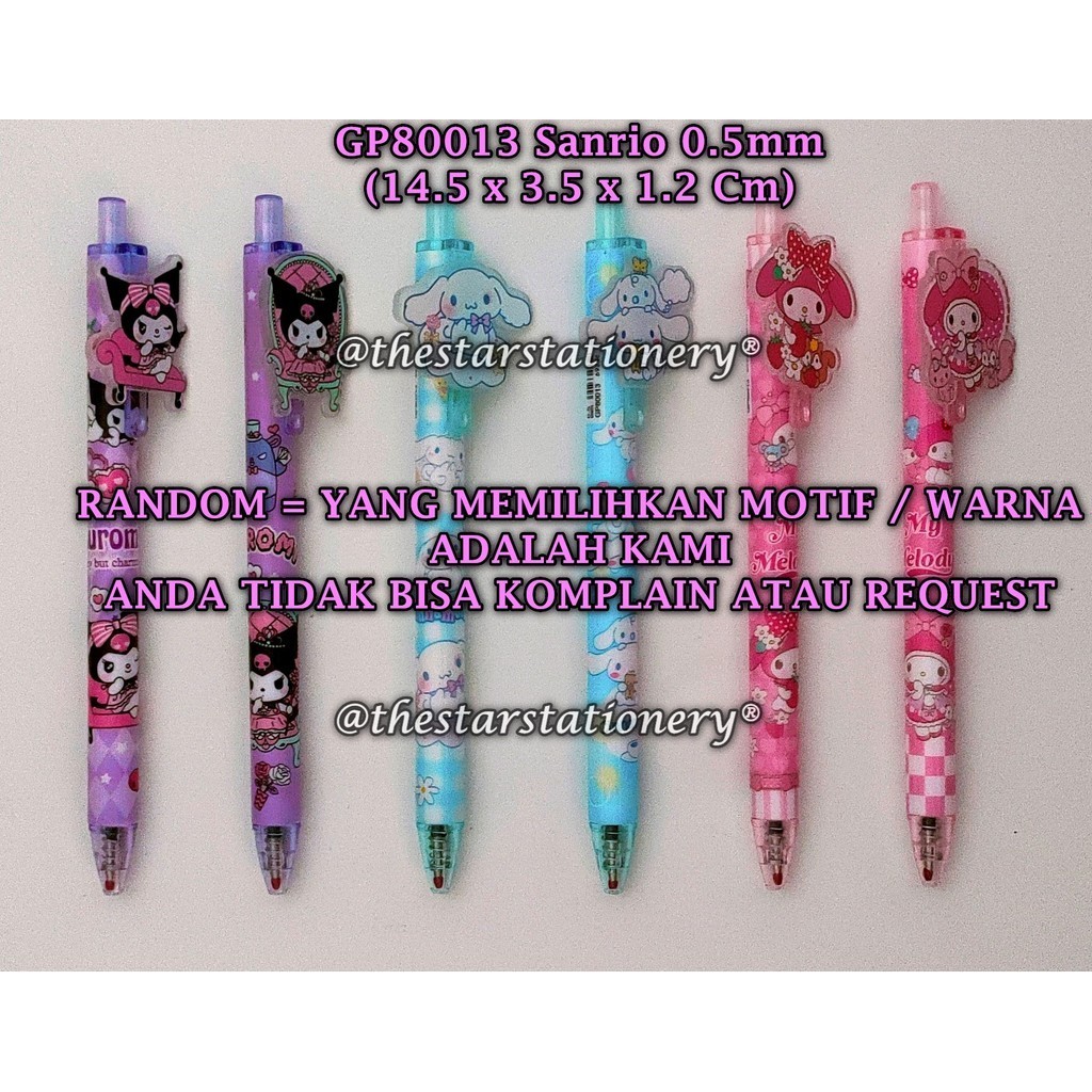 

(1 Biji) GROSIR Bolpen Sanrio GP80013 0.5mm / Pulpen Gel Click GP 80013 Sanrio / Bolpen Cetek