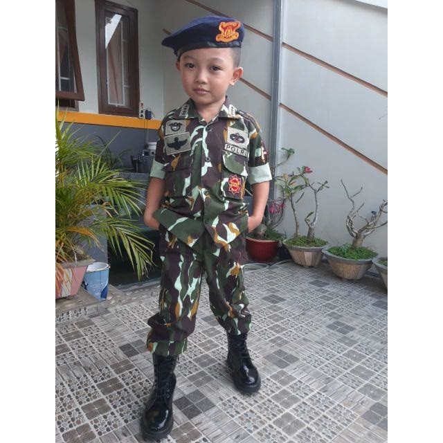 AT94UQ Baju polisi anak Brimob Loreng Kostum Brimob loreng Baju profesi Brimob anak loreng Gagah