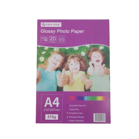 

Kertas Foto Great Star Glossy A4 210gsm 20 Lembar