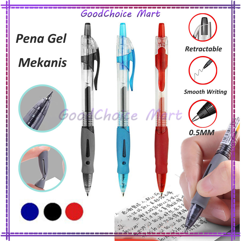 

Pulpen Gel Ink 0.5mm Standar / Pena Pen Pencet Tinta Cair / Pulpen Gel Cetek