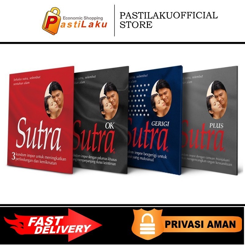 Kondom Sutra 3pcs Per 1 Pack isi 3s Classic Merah Hitam OK Abu Plus Biru Gerigi Dotted