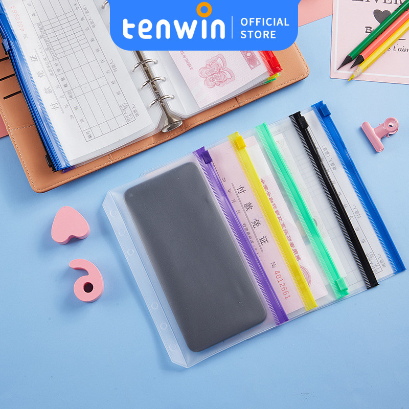 ZIPLOCK BINDER Kantong Penyimpanan TagihanZIPLOCK SLEEVE WARNA WARNI BINDER A6 ZIPLOCK KANTONG ZIPPE