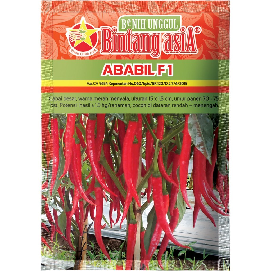 Benih Cabai Cabe Besar ABABIL F1 10 Gram Cap Bintang Asia PT Benih Citra Asia Warna Merah Menyala Co