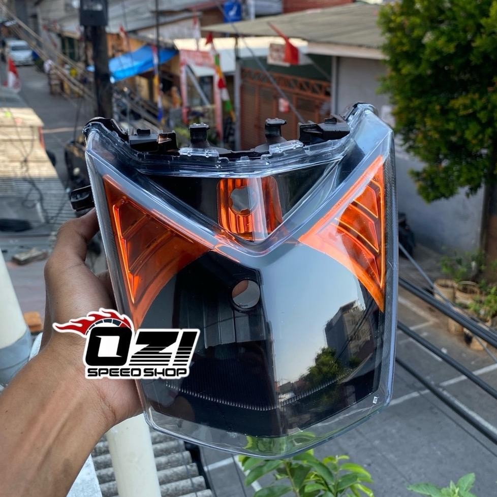 HEADLAMP BEAT FI 2013-2015 CUSTOM SMOKE HITAM OREN