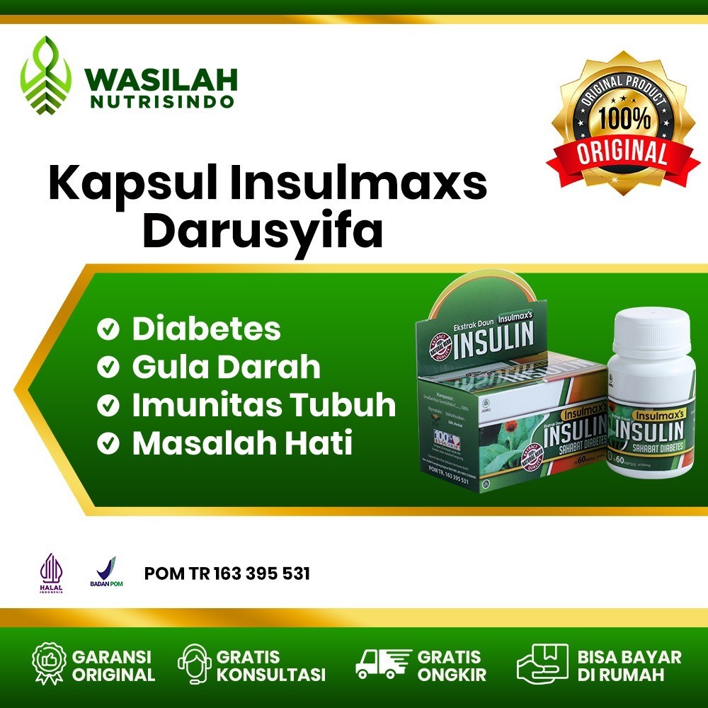 Kapsul Insulin INSULMAXS DARUSYIFA Sudah Terdaftar BPOM Isi 60 Kapsul Ekstrak Daun Insulin Obat Diab