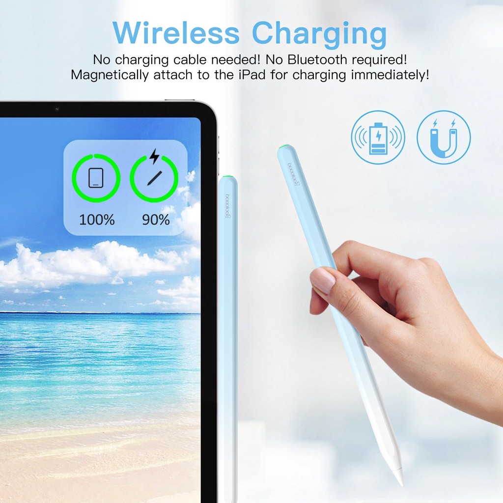 RJ2 GOOJODOQ 13th GD13 pencil Stylus Pencil for iPad with Palm Rejection with wireless charger,