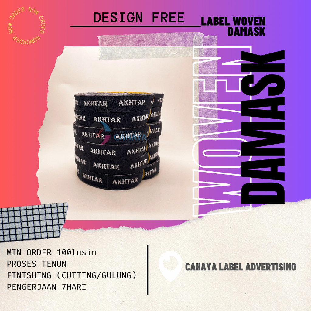 

2.5x5cm Label Woven Damask / Label Baju Rajut / Label Bordir