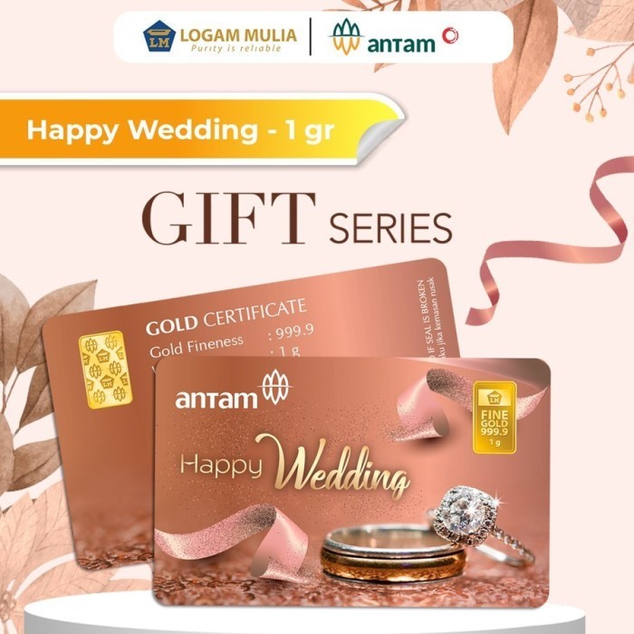 LOGAM MULIA EMAS ANTAM LM GIFT SERIES HAPPY WEDDING 1 GRAM 1 GR GOLD (TS)