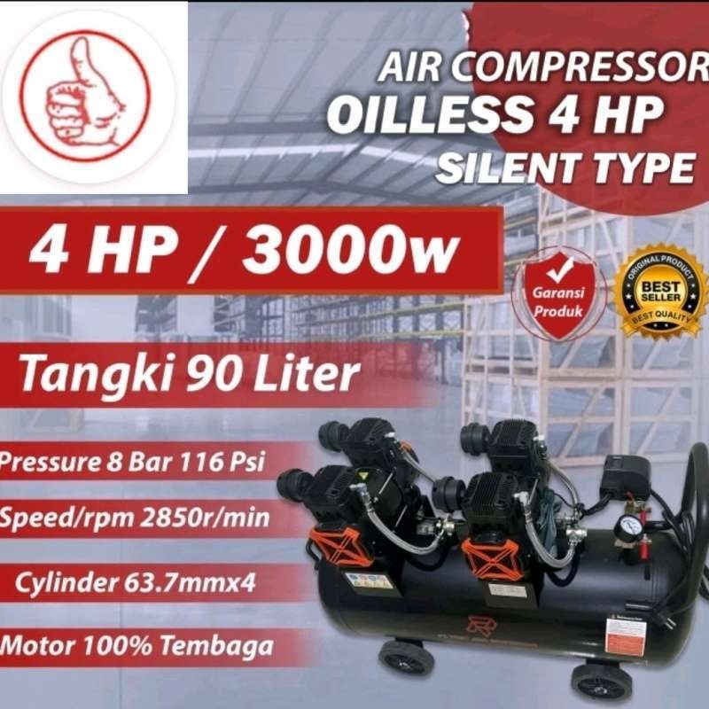 Kompresor Angin Oilless 4 HP kompresor Angin Silent 4hp