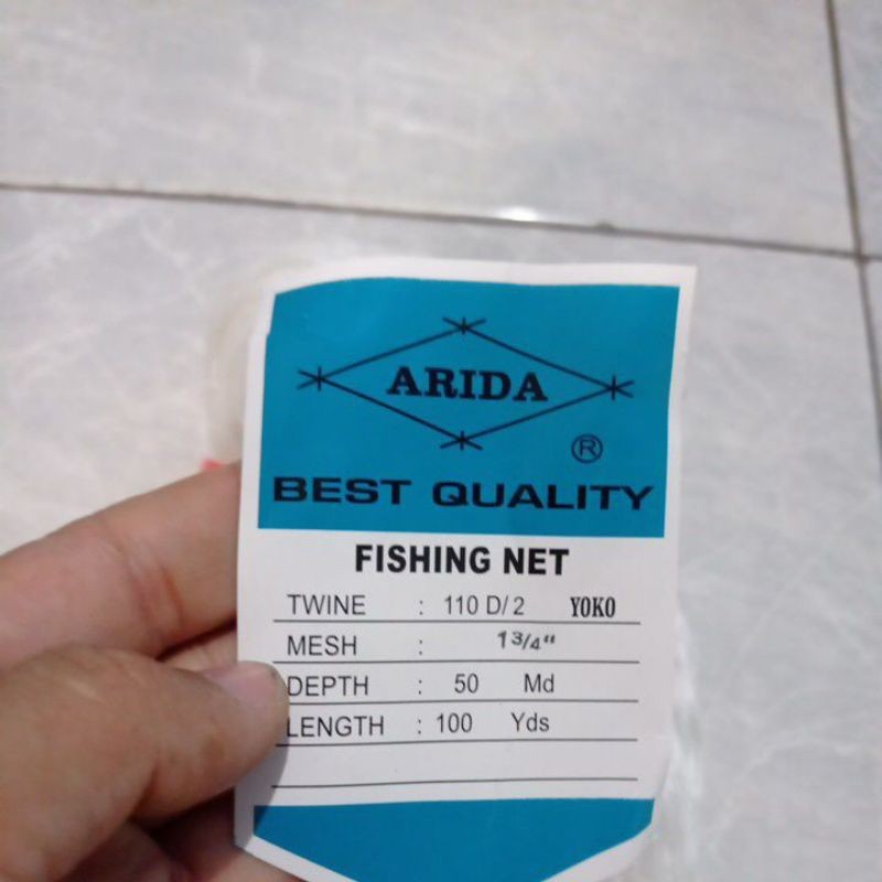 Jaring ikan ARIDA 1¾ inchi d2 50md/100yds yoko jaring ikan nilon arida jaring burung nilon