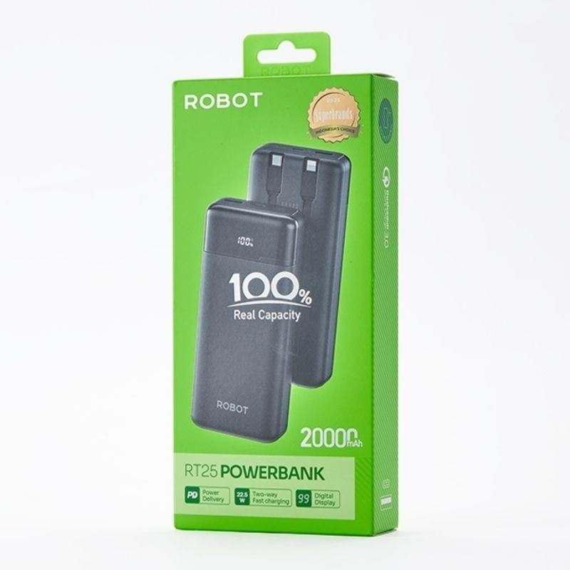 POWER BANK RT25 20000 MAH ]- NEW ROBOT RT25 PowerBank 20000 mAh Fast Charging 22.5W QC 3.0 With Fixe