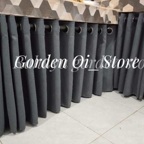 ✨TERLARIS ✨Gorden kolong dapur model Smokring /Tirai meja kompor blackout premium - Hitam, L.140 x T