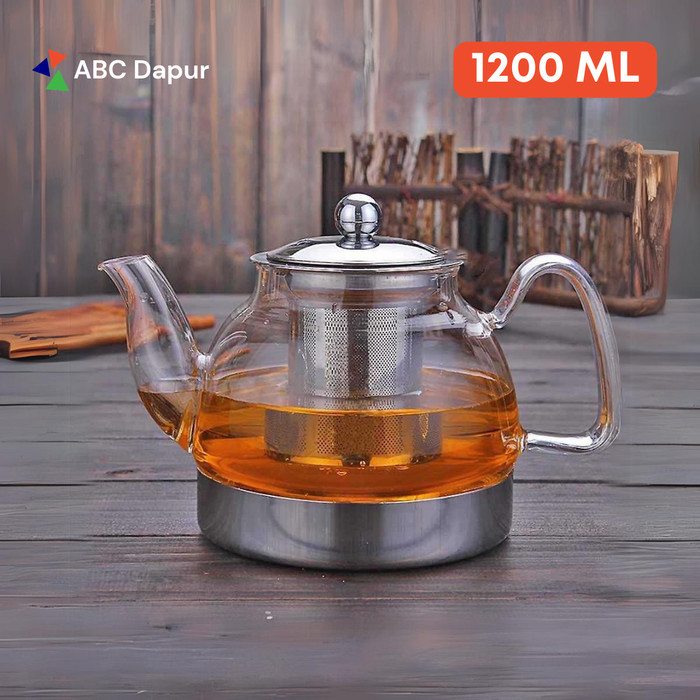 Teko Kaca Teh Chinese Teapot dengan Saringan 1200 ML