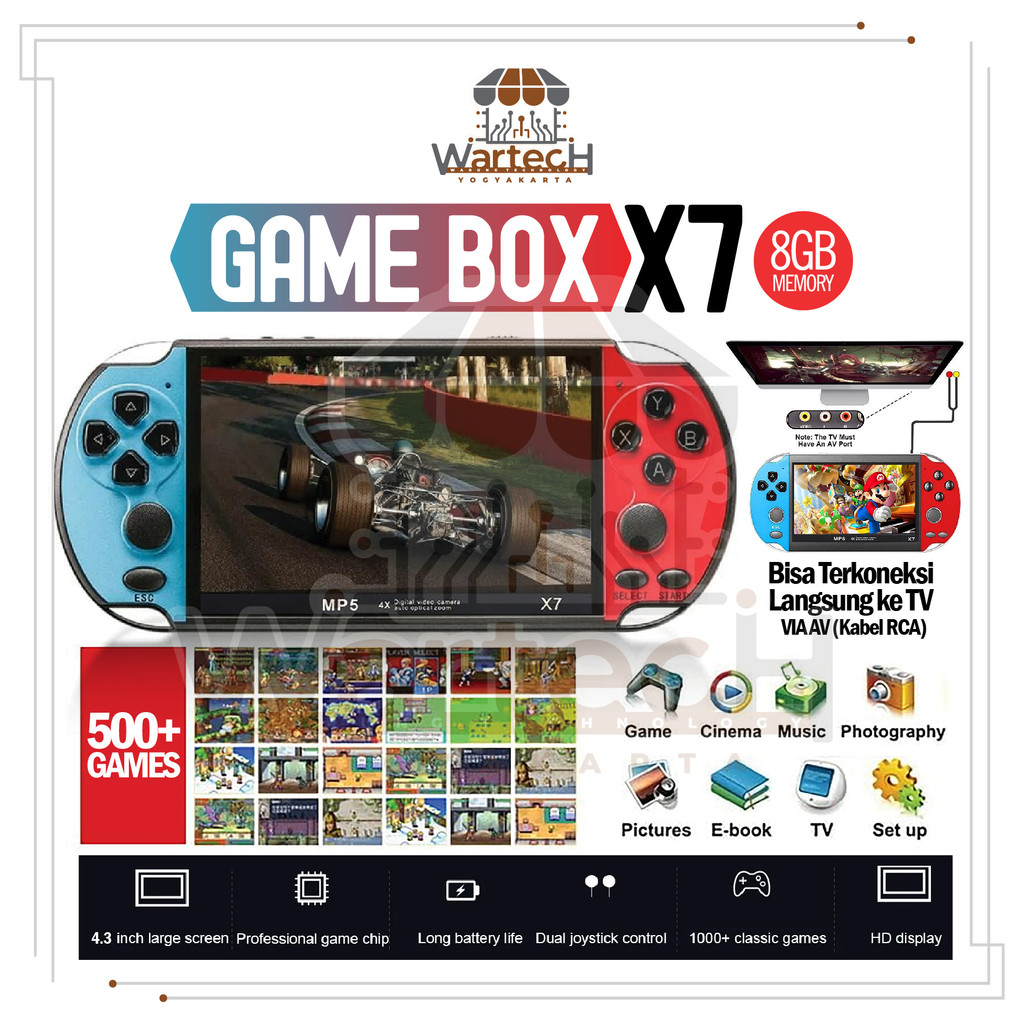 gurawan GAME X7 Enhanced Edition GAMEBOY PSP X7 Handheld Console 5.000+ games 4.3inch MP5 Music
