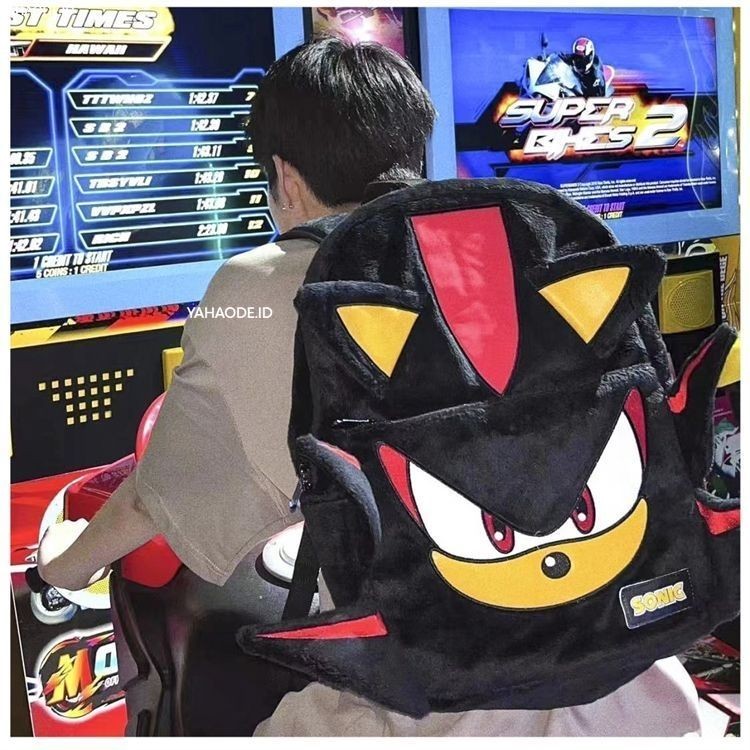 new ready YAHAO- Ransel Mewah Hitam Bayangan Sonic Serbaguna Kampus Ransel Pasangan Tas Sekolah