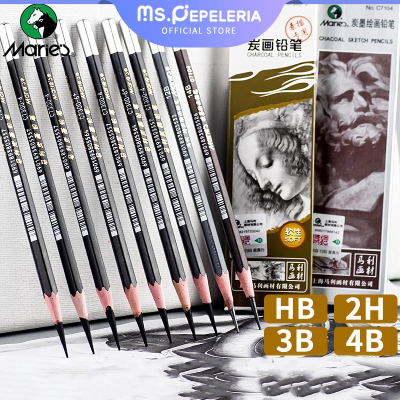 

Maries Pencil Charcoal Drawing/Pensil Sketsa Arang /(Hard/Neutral / Soft / Super Soft)seni rupa mahasiswa seni profesional-Ms.Pepeleria