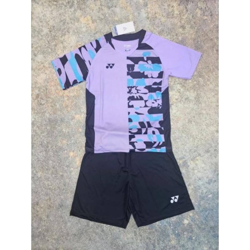 Warna Ungu Motif Setelan Jersy Anak Printing Badminton Bulu Tangkis Sepak Bola