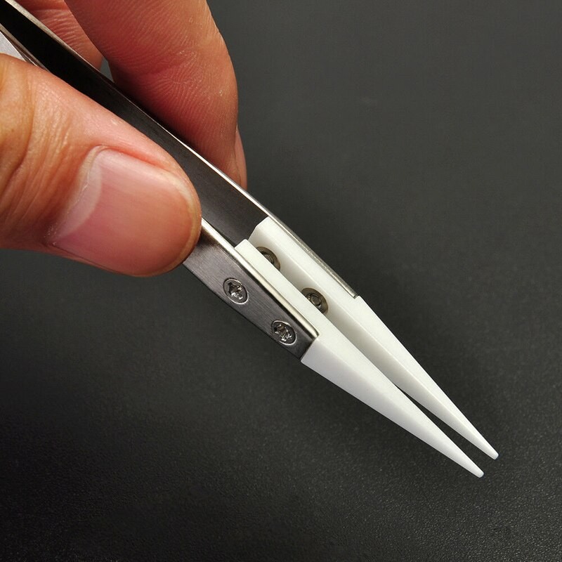 

2PCS Straight Aimed Ceramic Tweezers for Electronics Soldering Stainless Steel Handle Precision Tweezers Hand Tool