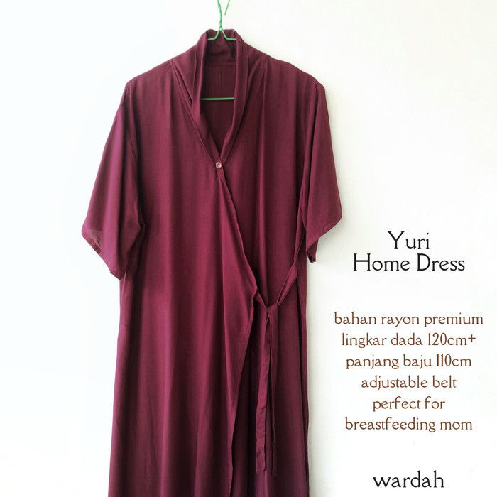 Yuri Pendek HomeDress Kimono Daster Premium Busui dan Lahiran Friendly - maroon