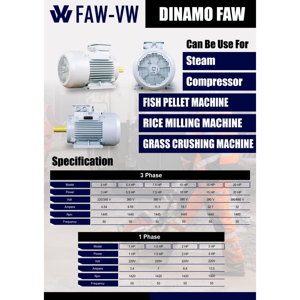 Dinamo Motor FAW 1,5 Hp 1 phase / Dinamo Motor Penggerak Mesin
