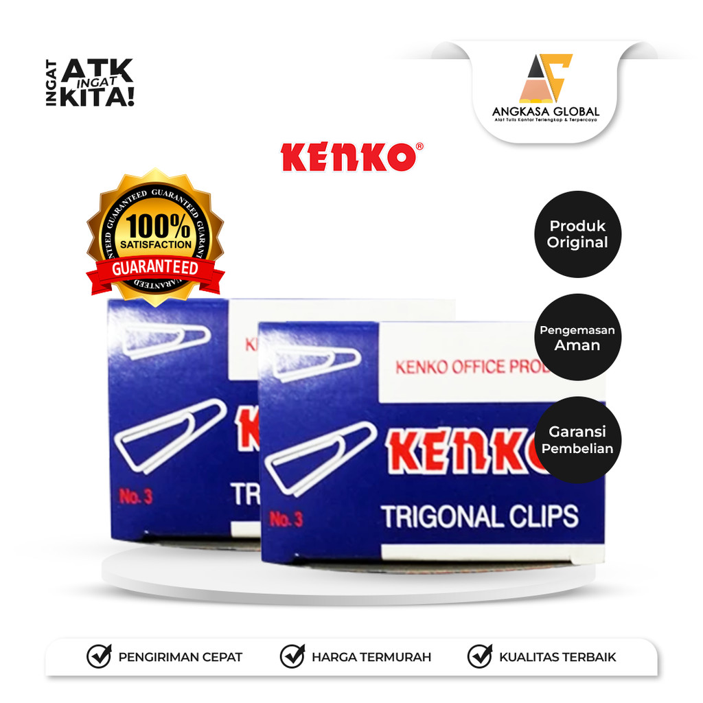 

KENKO KLIP KERTAS SEGITIGA/ TRIGONAL PAPER CLIP NO.3 (1PACK/ 10DUS)