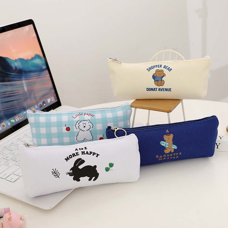 

Japanese INS Simple Cartoon Icon Pencil Case Casual Cute Portable Girl Stationery Pen Pouch Back To School Supplies Makeup Bag