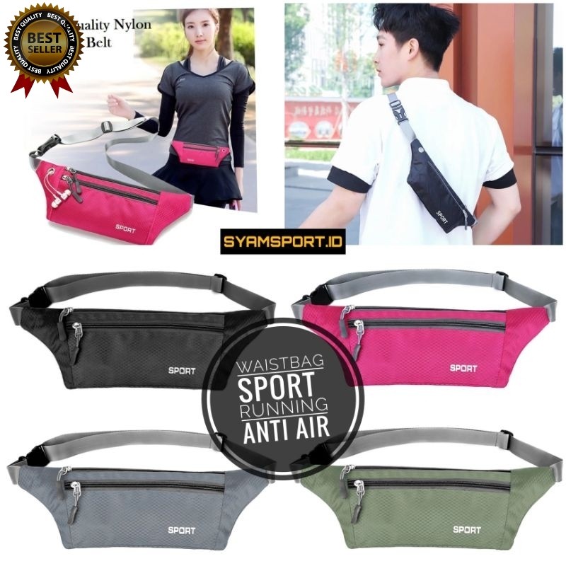Tas Pinggang Olahraga ANTI AIR Waterproof Simpel  / Tas Running Sport / Waistbag Sport / Tas Olahrag
