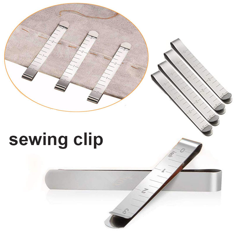 

2-6PCS Hemming Clips Stainless Steel Sewing Clip Stainless Steel Ruler for DIY Sewing & Stitching Pinning Marking Quilting Ruler