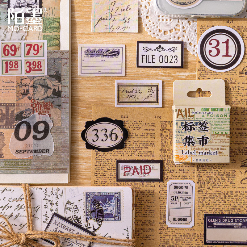 

46 Pcs Kawaii Paper Stationery Sticker Set Vintage Ticket Label For Gift Wrapping Scrapbook